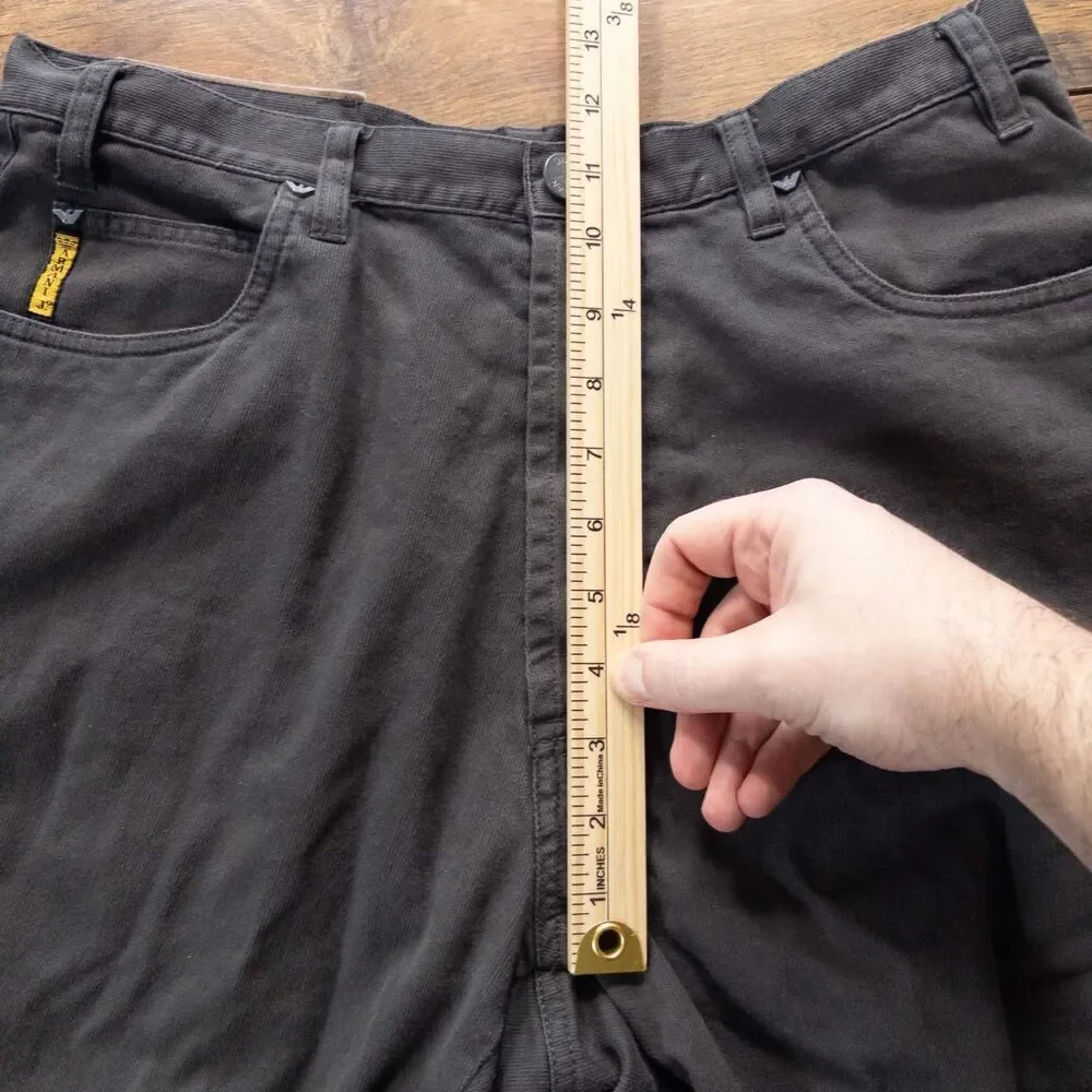 Vintage Armani Jeans Mens Size 34 (Fits 32) Black Bedford Cord Shorts Button Fly
